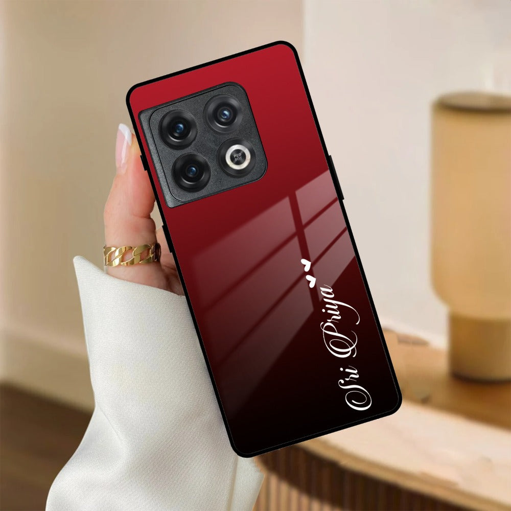 Customize Name Gradient Glass Case Cover Red Wine For Oneplus