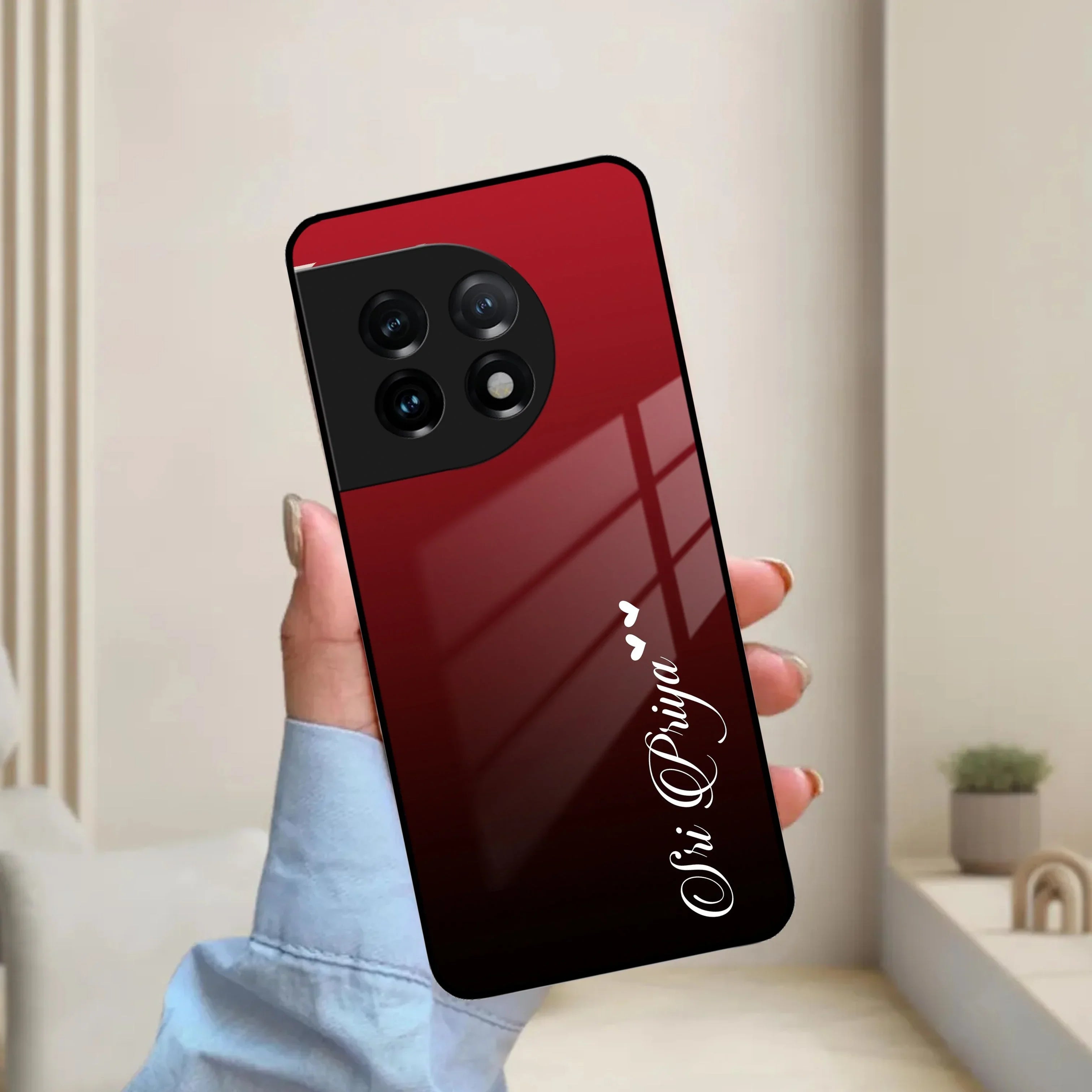 Customize Name Gradient Glass Case Cover Red Wine For Oneplus - ShopOnCliQ