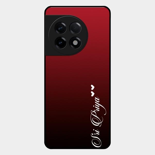 Customize Name Gradient Glass Case Cover Red Wine For Oneplus 11R 5G