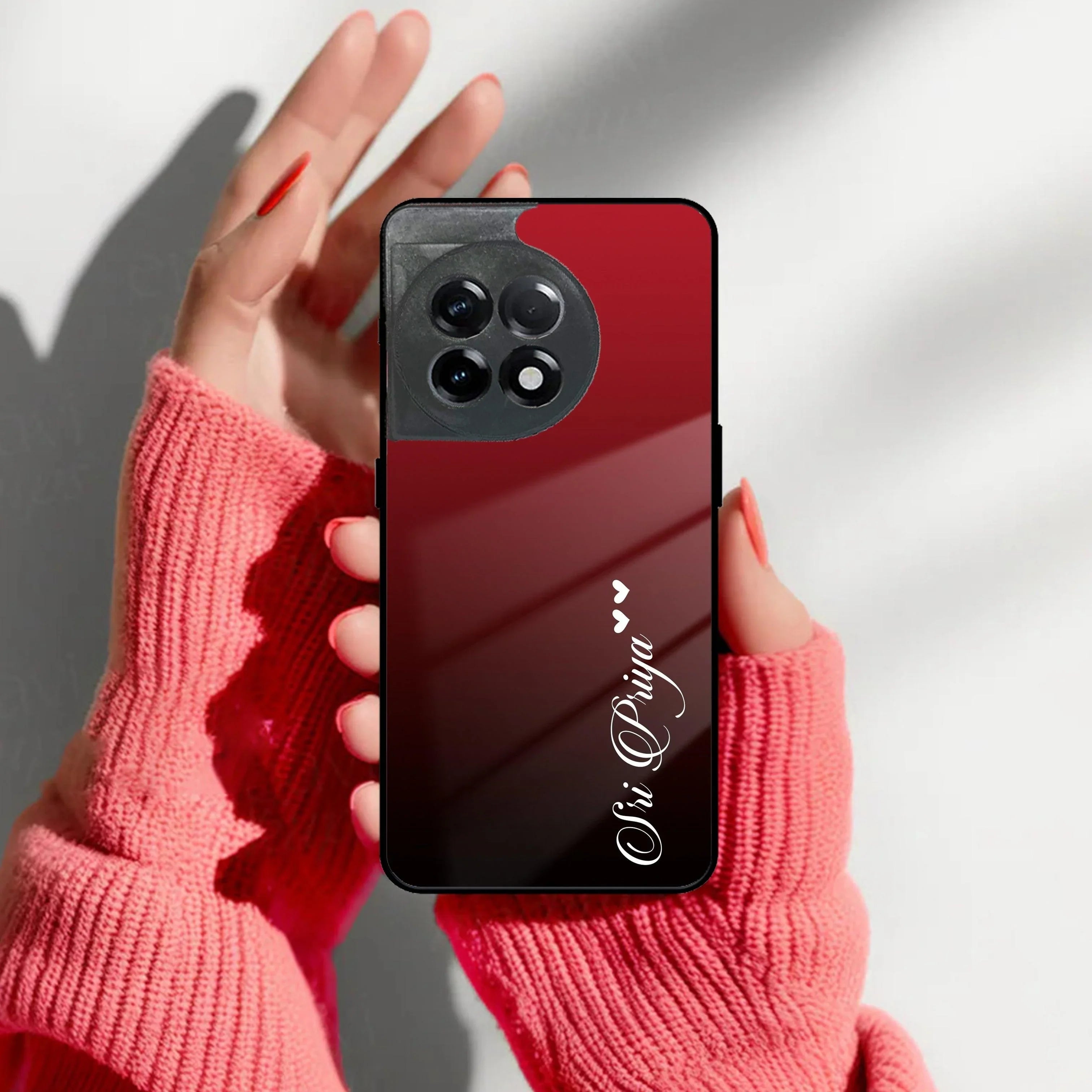 Customize Name Gradient Glass Case Cover Red Wine For Oneplus - ShopOnCliQ