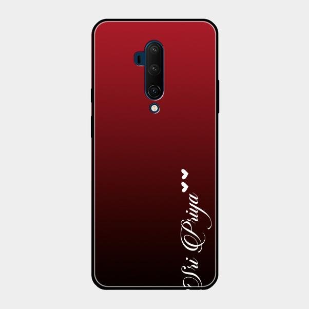 Customize Name Gradient Glass Case Cover Red Wine For Oneplus 7T Pro