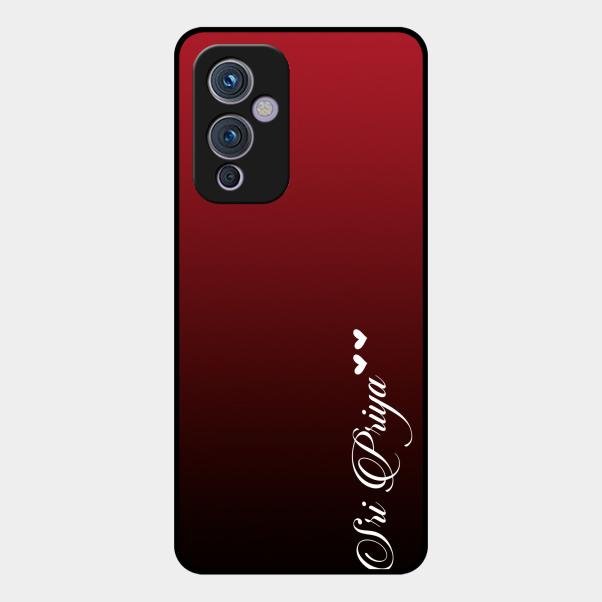 Customize Name Gradient Glass Case Cover Red Wine For Oneplus 9 5G