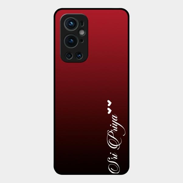 Customize Name Gradient Glass Case Cover Red Wine For Oneplus 9 Pro 5G