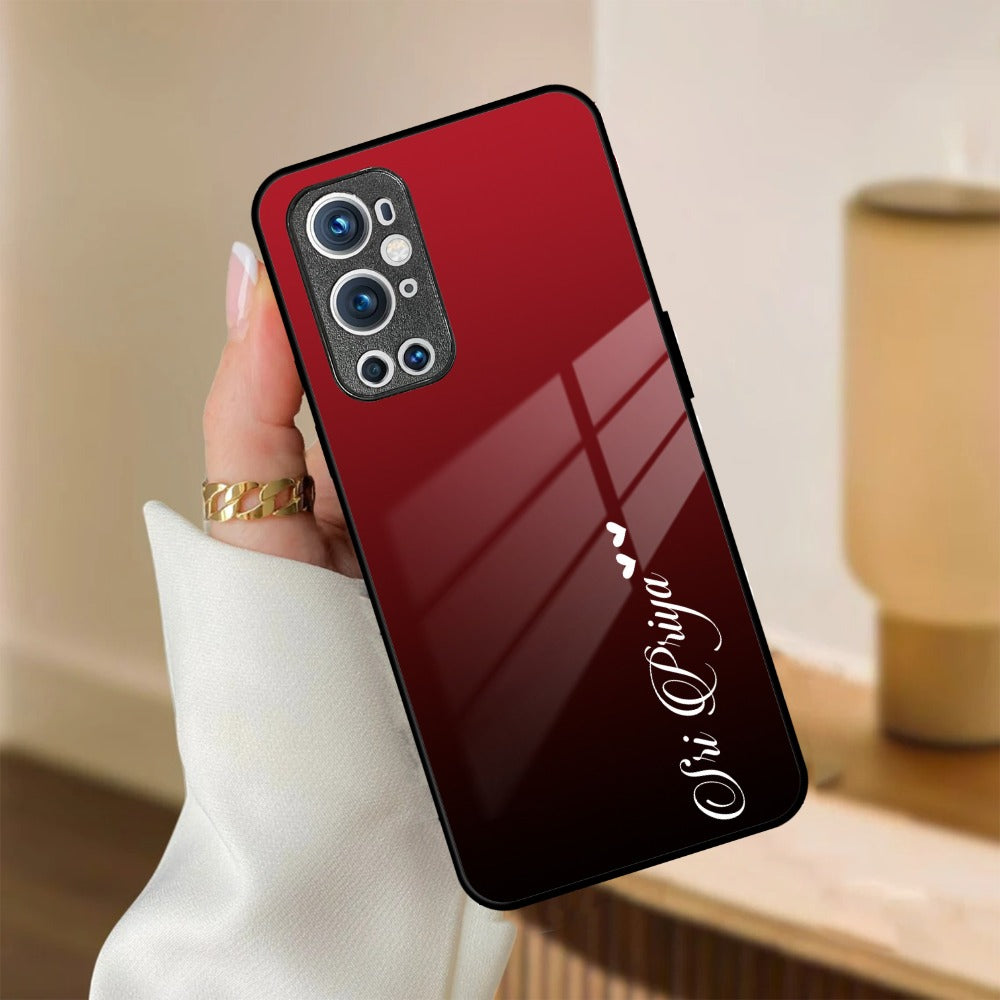 Customize Name Gradient Glass Case Cover Red Wine For Oneplus