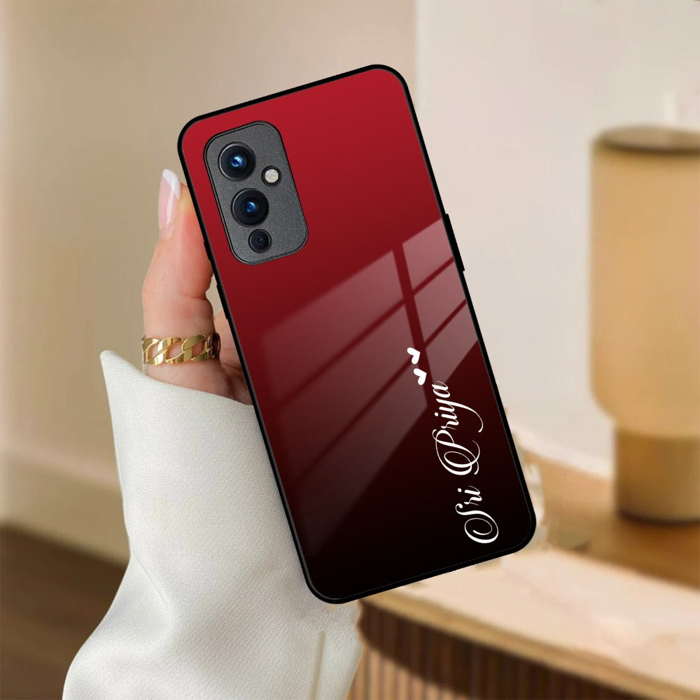 Customize Name Gradient Glass Case Cover Red Wine For Oneplus