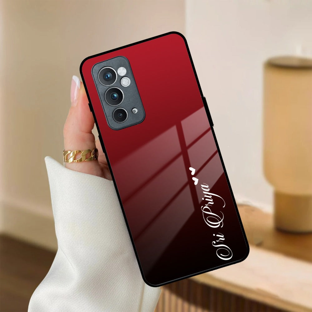 Customize Name Gradient Glass Case Cover Red Wine For Oneplus