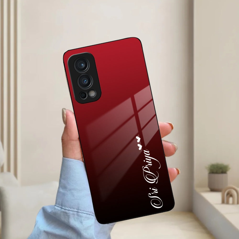 Customize Name Gradient Glass Case Cover Red Wine For Oneplus