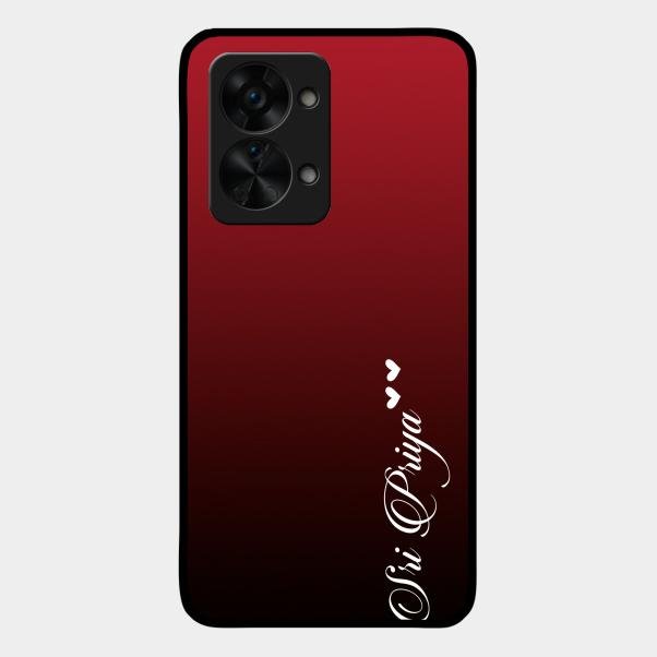 Customize Name Gradient Glass Case Cover Red Wine For Oneplus Nord 2T 5G