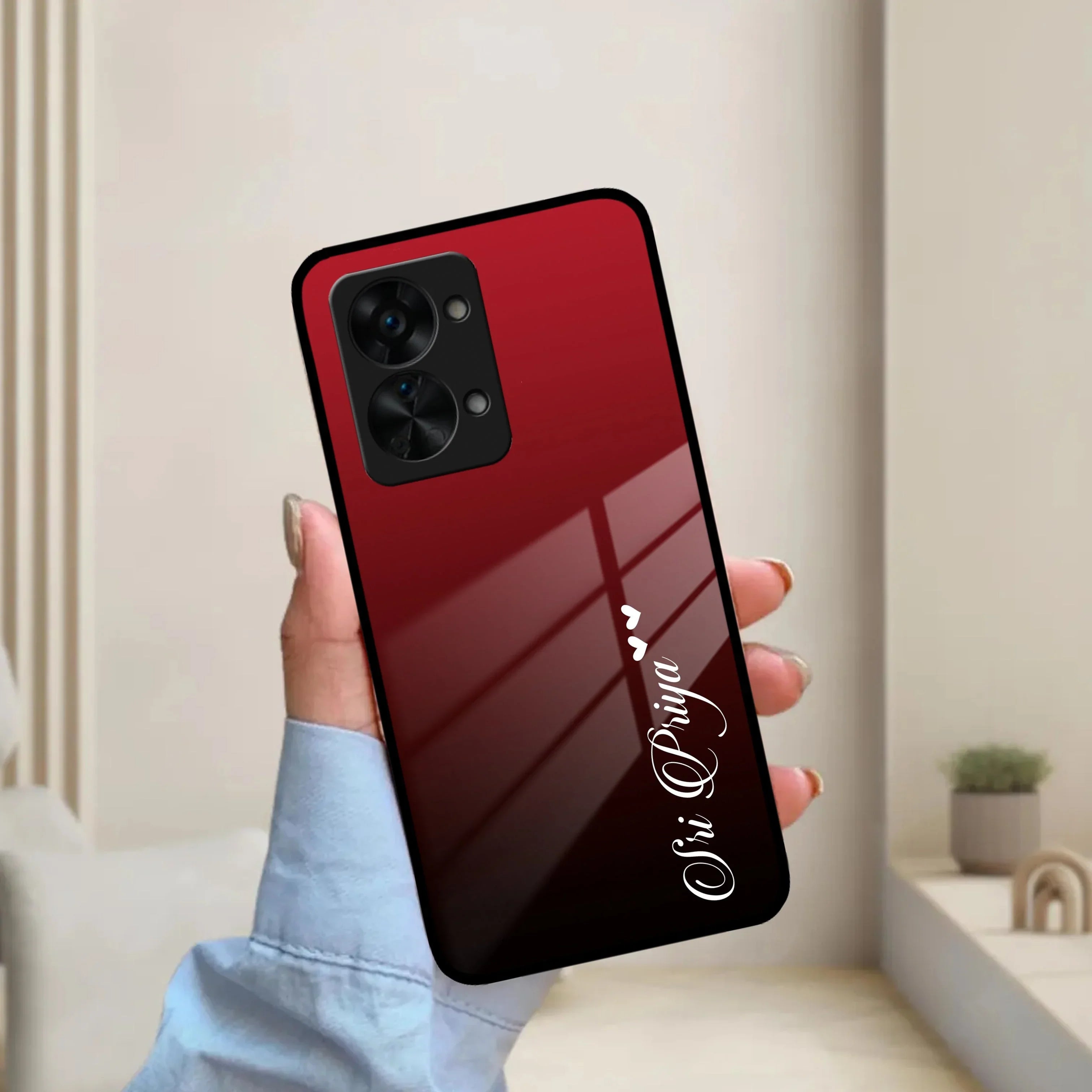 Customize Name Gradient Glass Case Cover Red Wine For Oneplus - ShopOnCliQ
