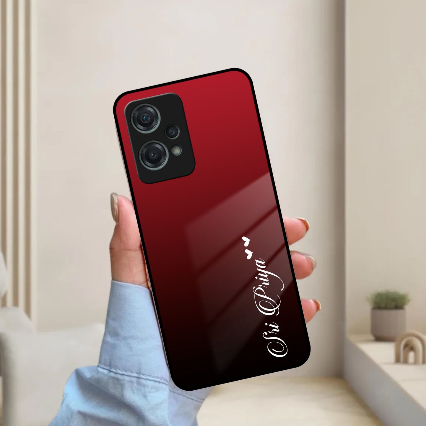 Customize Name Gradient Glass Case Cover Red Wine For Oneplus