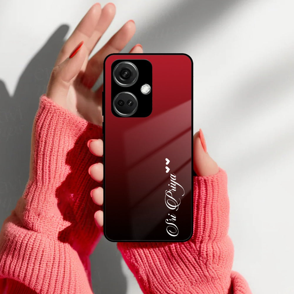 Customize Name Gradient Glass Case Cover Red Wine For Oneplus