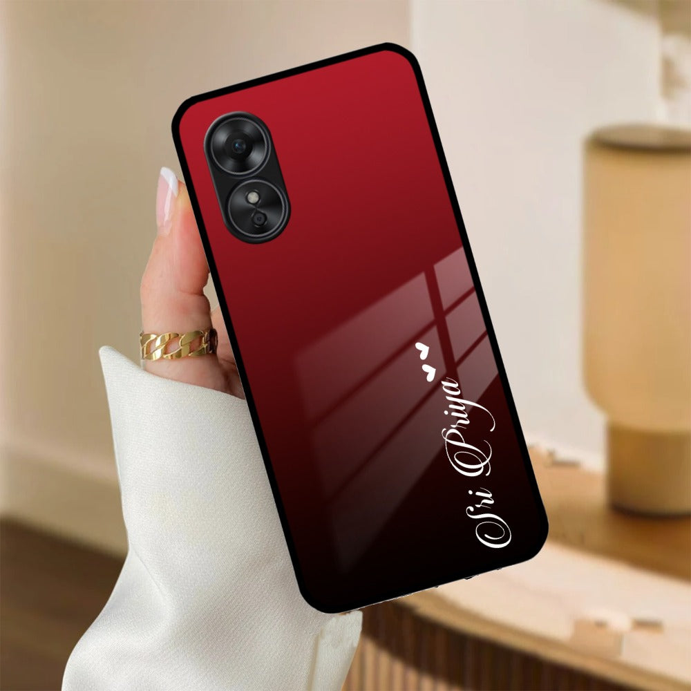 Customize Name Gradient Glass Case Cover Red Wine For Oppo