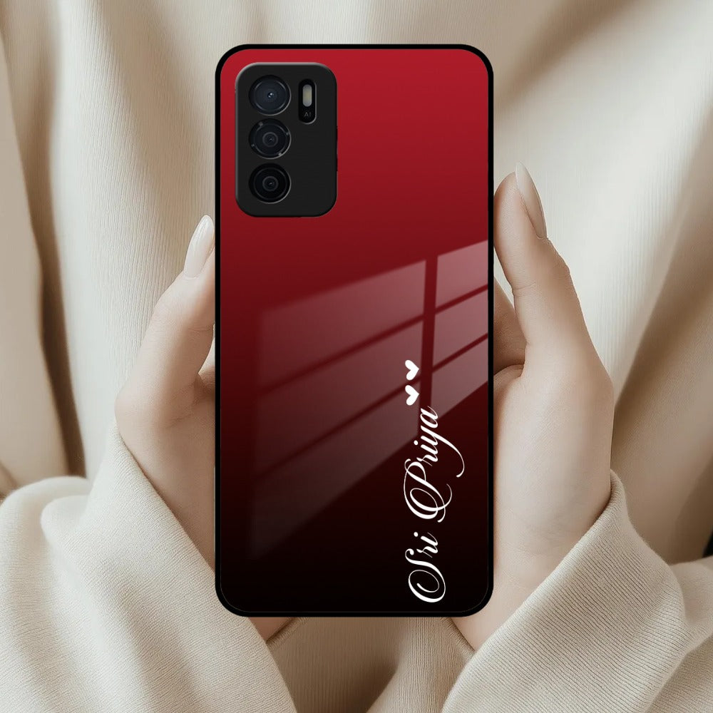 Customize Name Gradient Glass Case Cover Red Wine For Oppo