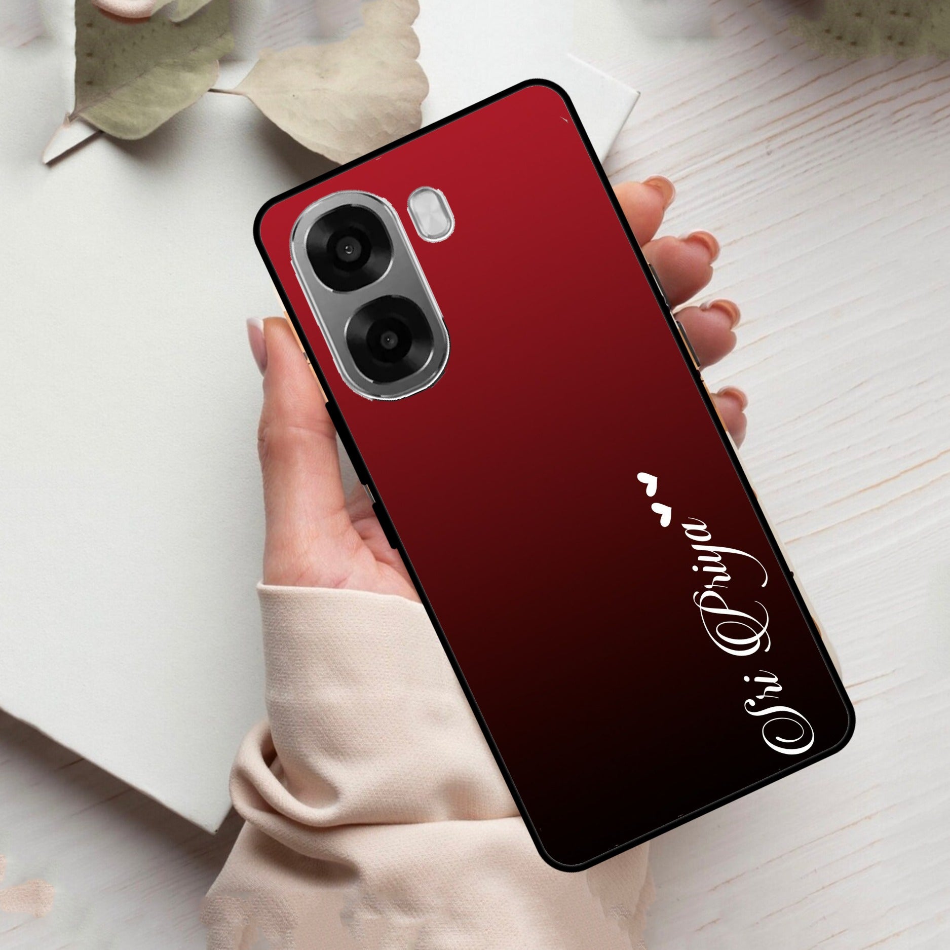 Customize Name Gradient Glass Case Cover Red Wine For Oppo