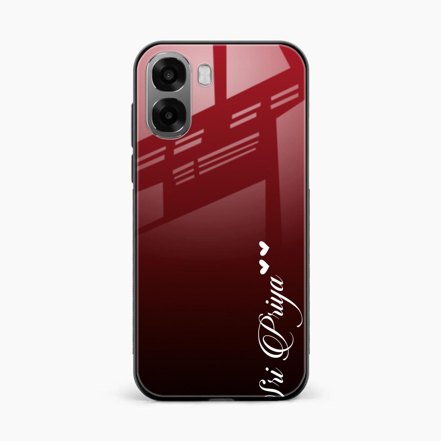 Customize Name Gradient Glass Case Cover Red Wine For Oppo A6X 5G