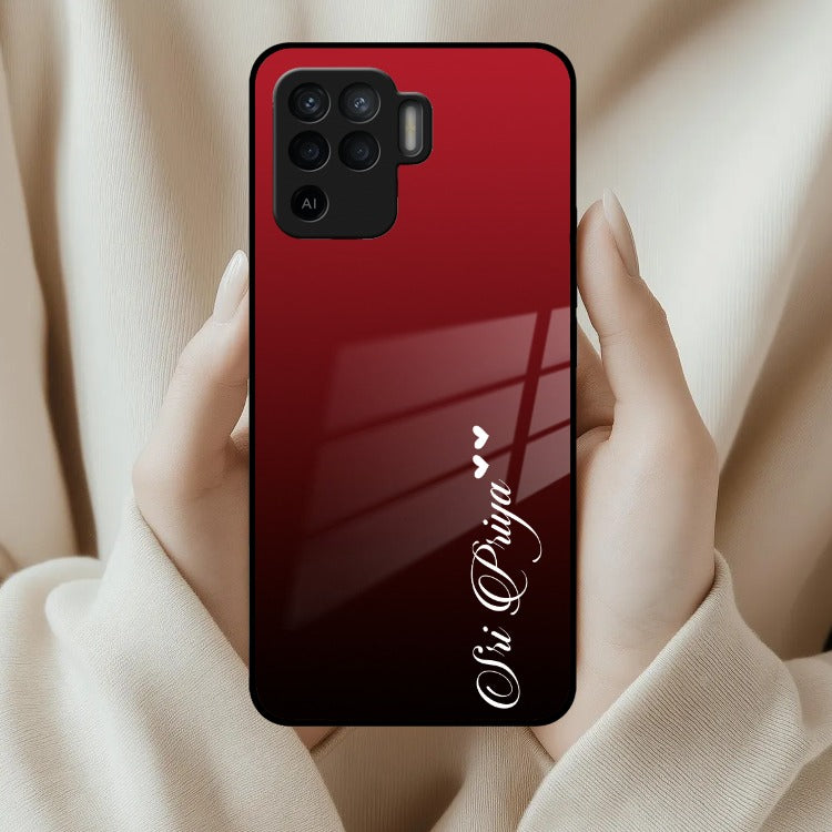 Customize Name Gradient Glass Case Cover Red Wine For Oppo