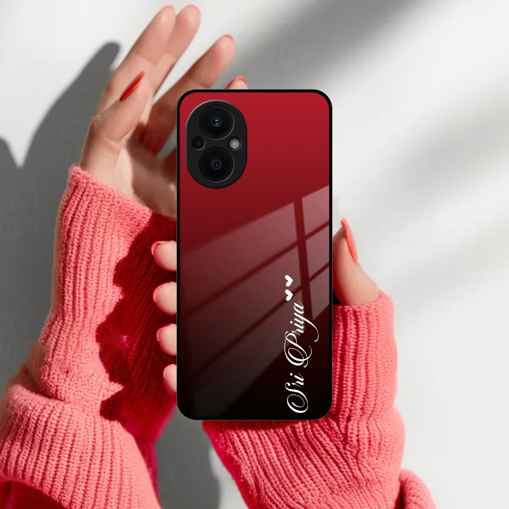Customize Name Gradient Glass Case Cover Red Wine For Oppo