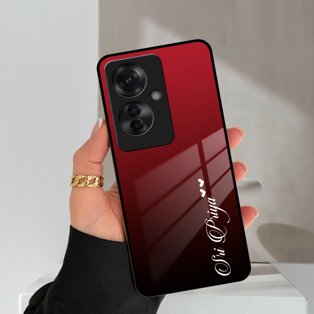 Customize Name Gradient Glass Case Cover Red Wine For Oppo