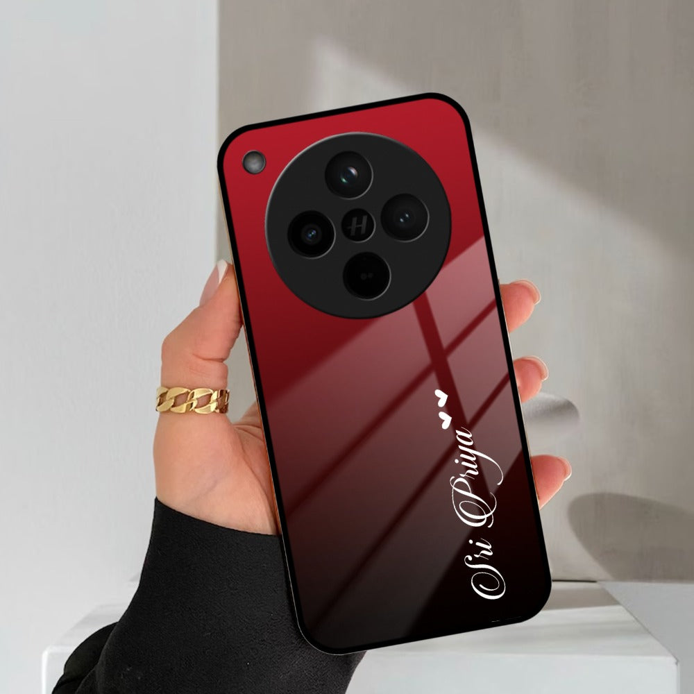 Customize Name Gradient Glass Case Cover Red Wine For Oppo