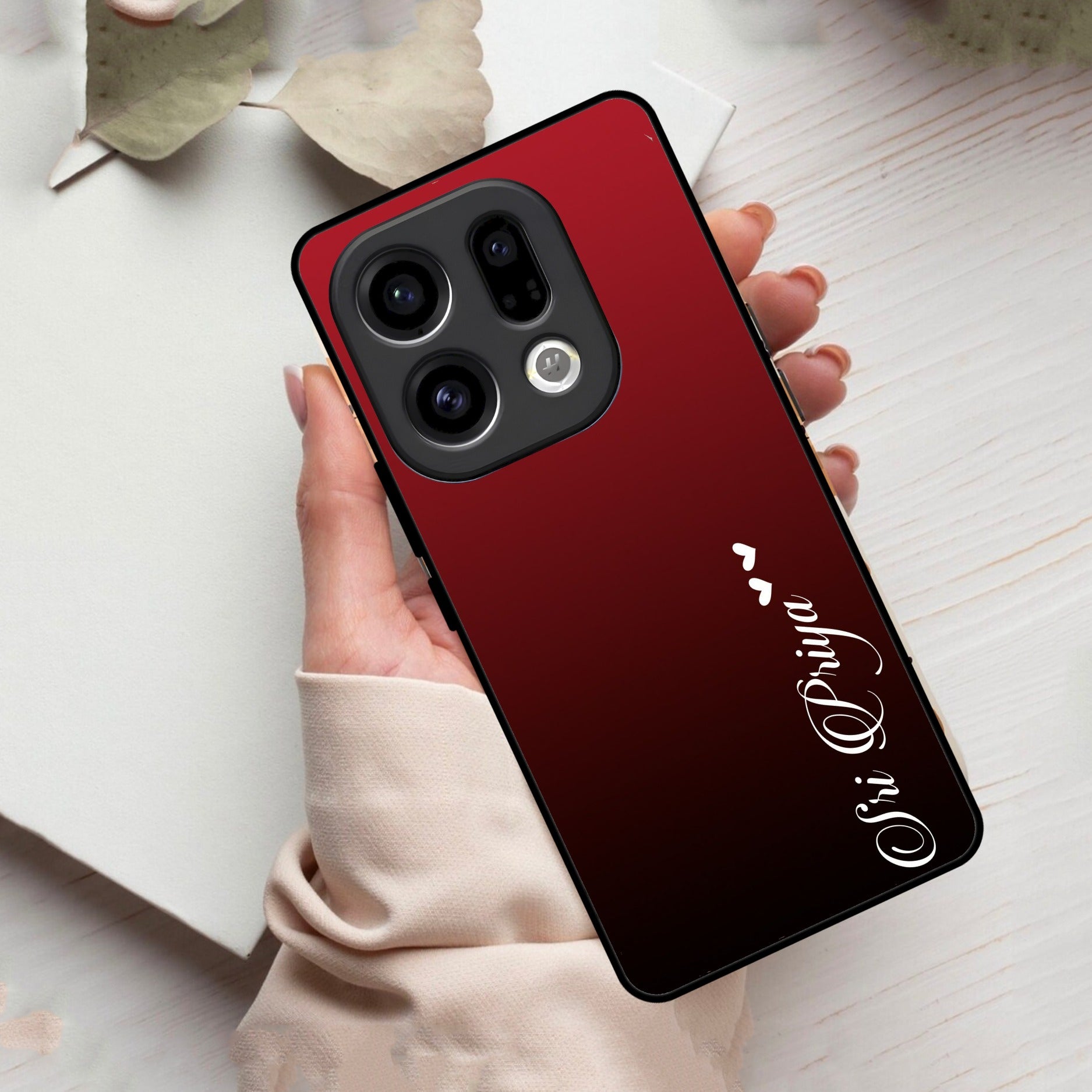 Customize Name Gradient Glass Case Cover Red Wine For Oppo
