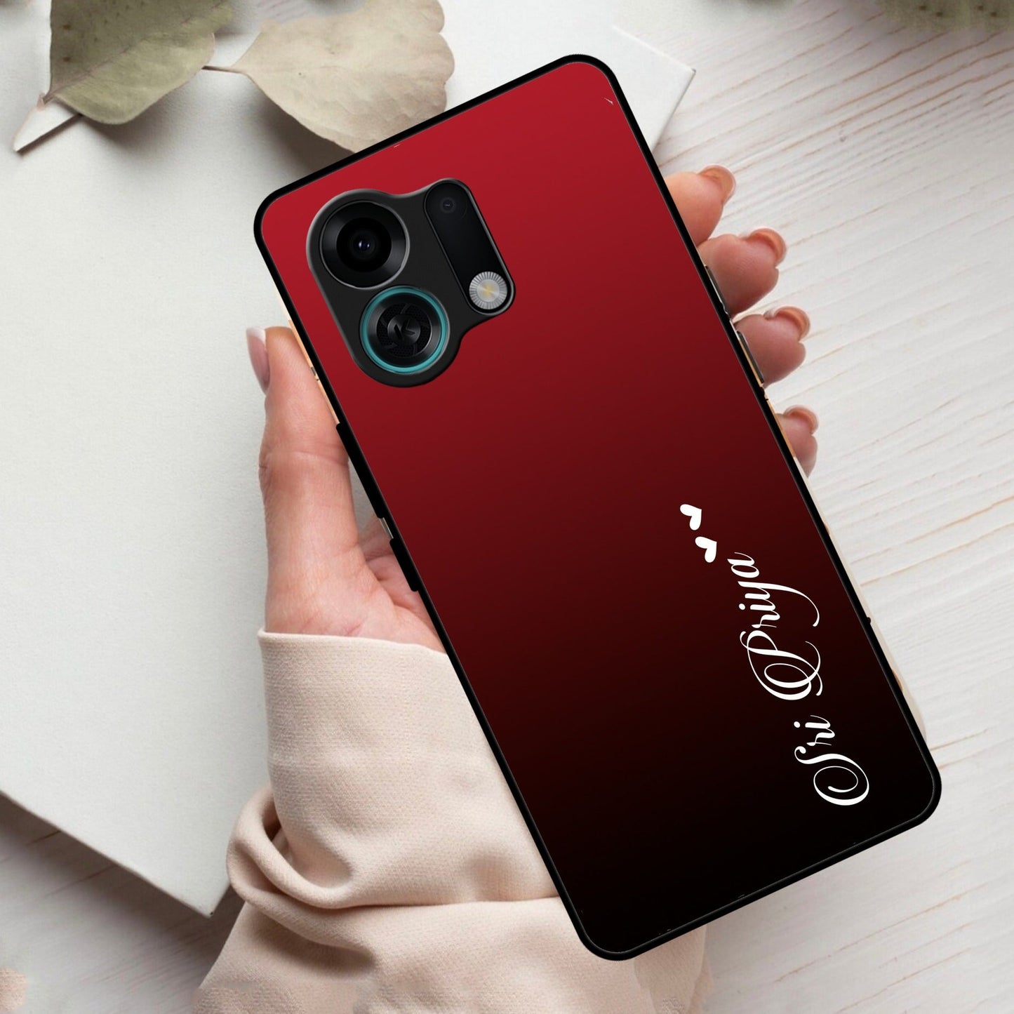 Customize Name Gradient Glass Case Cover Red Wine For Oppo
