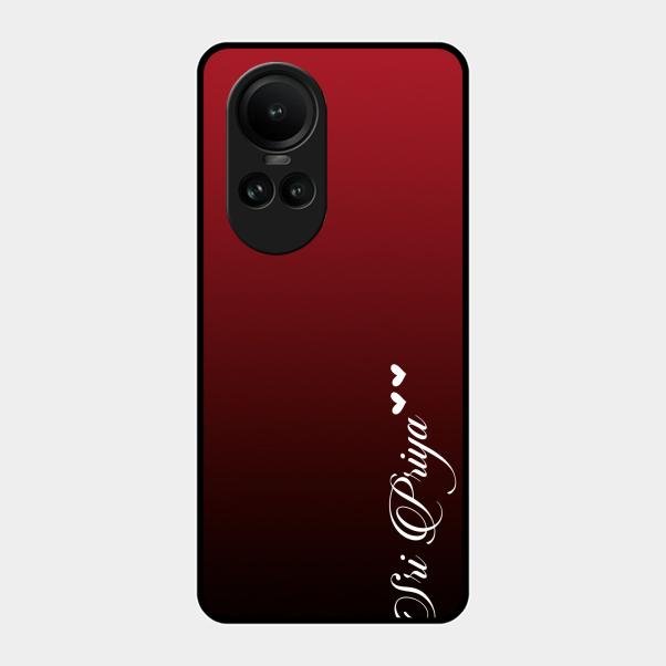 Customize Name Gradient Glass Case Cover Red Wine For Oppo Reno 10 5G