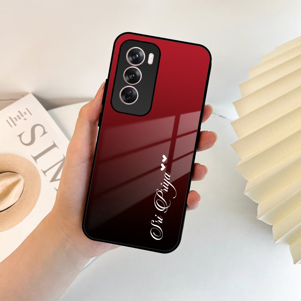 Customize Name Gradient Glass Case Cover Red Wine For Oppo
