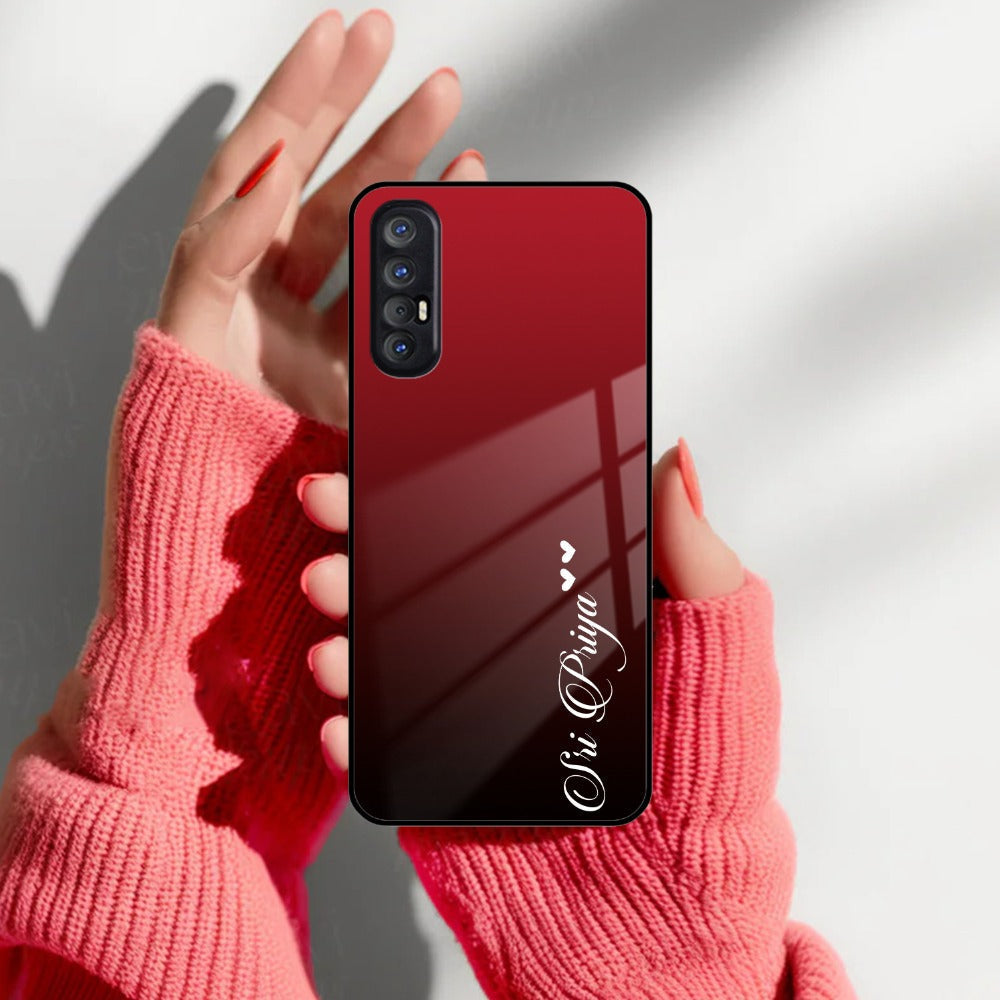 Customize Name Gradient Glass Case Cover Red Wine For Oppo