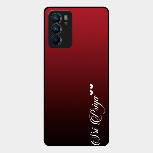 Customize Name Gradient Glass Case Cover Red Wine For Oppo Reno 6 5G