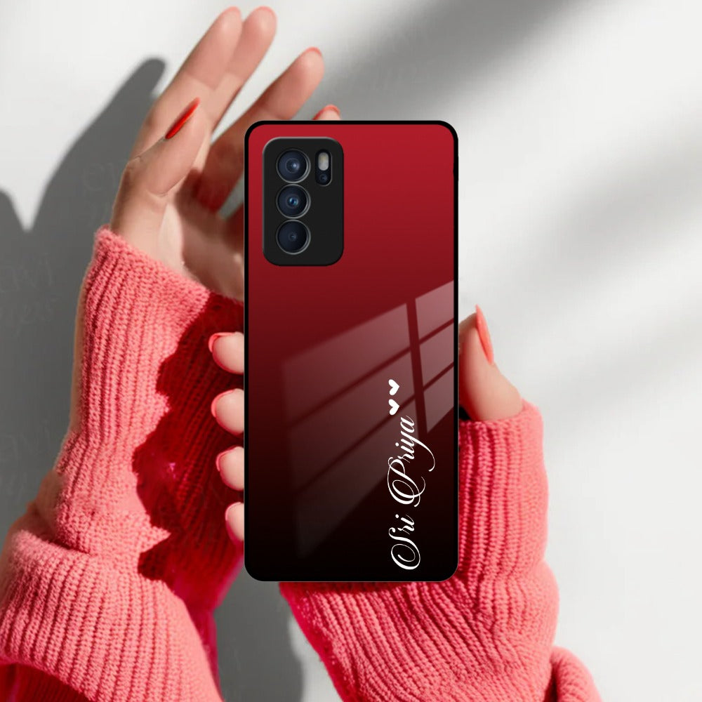 Customize Name Gradient Glass Case Cover Red Wine For Oppo