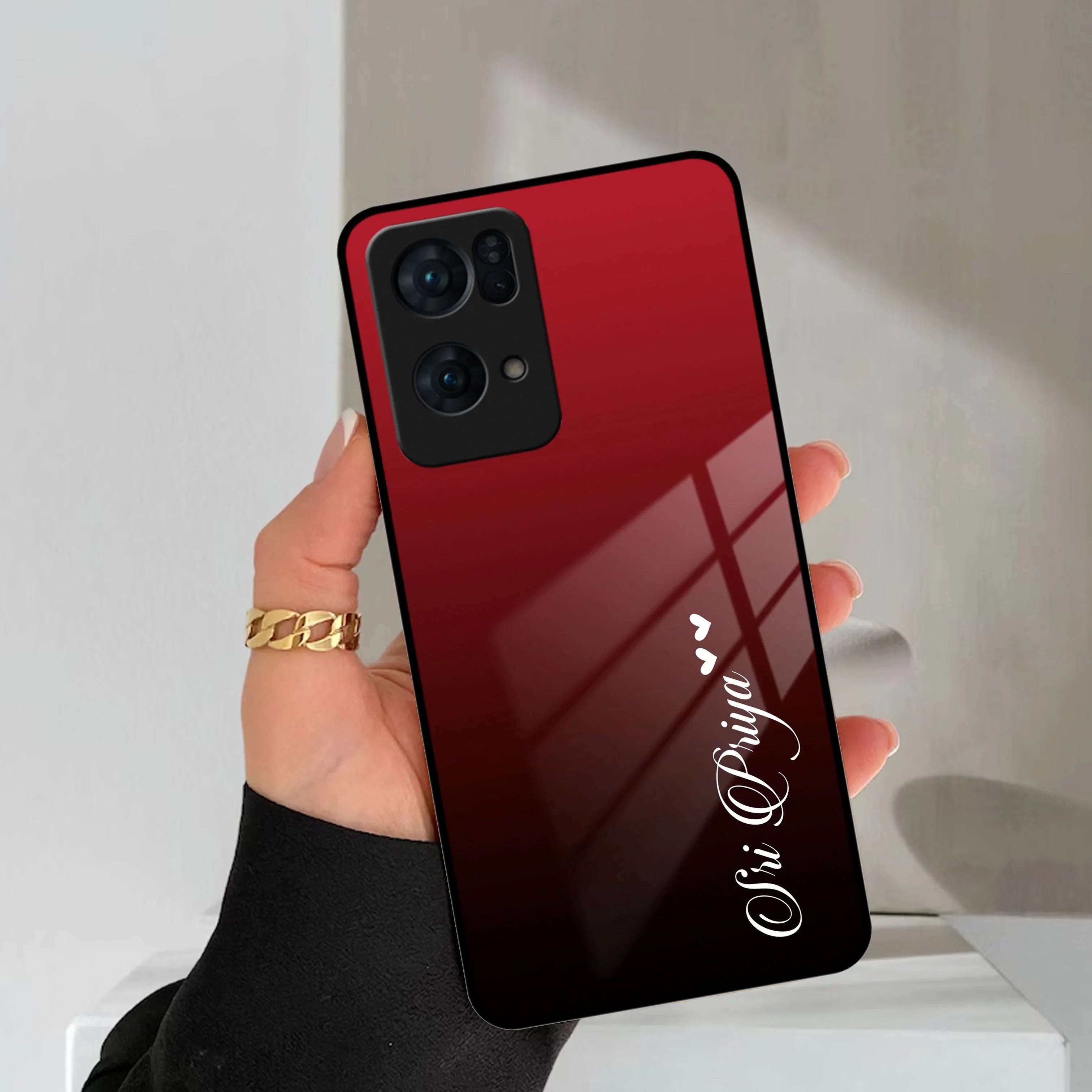 Customize Name Gradient Glass Case Cover Red Wine For Oppo - ShopOnCliQ