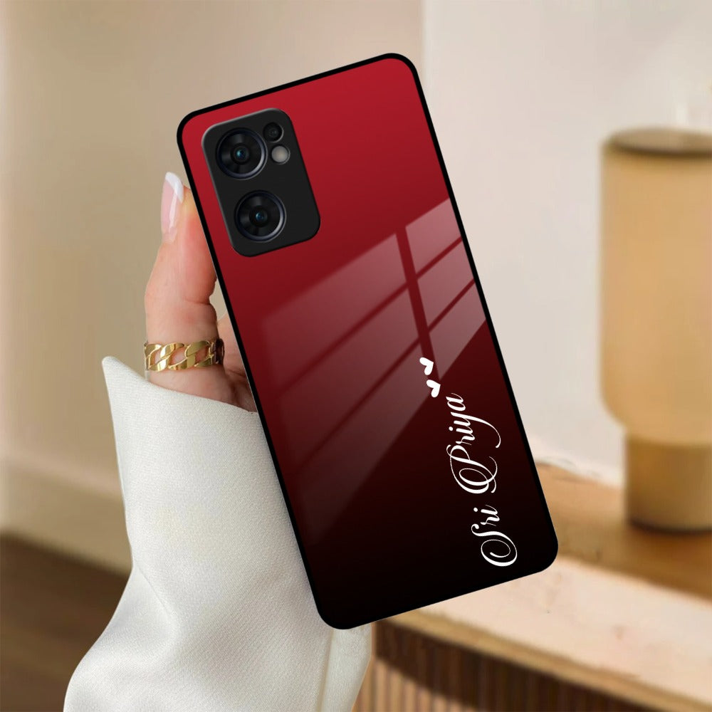 Customize Name Gradient Glass Case Cover Red Wine For Oppo
