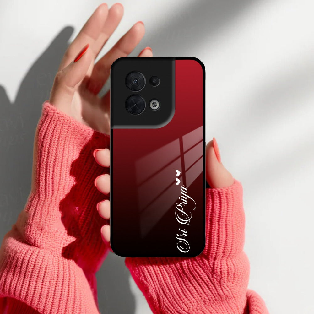 Customize Name Gradient Glass Case Cover Red Wine For Oppo
