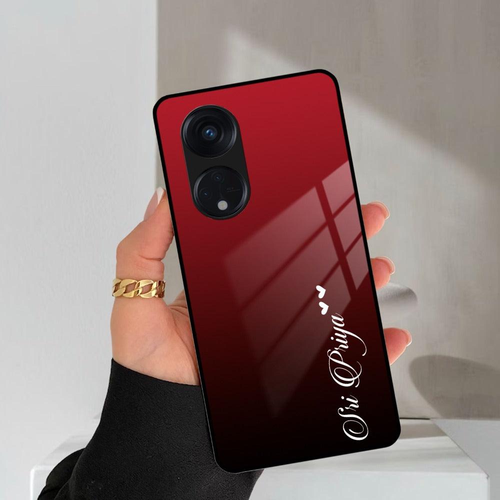 Customize Name Gradient Glass Case Cover Red Wine For Oppo