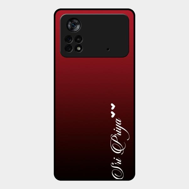 Customize Name Gradient Glass Case Cover Red Wine For Poco X4 Pro 5G