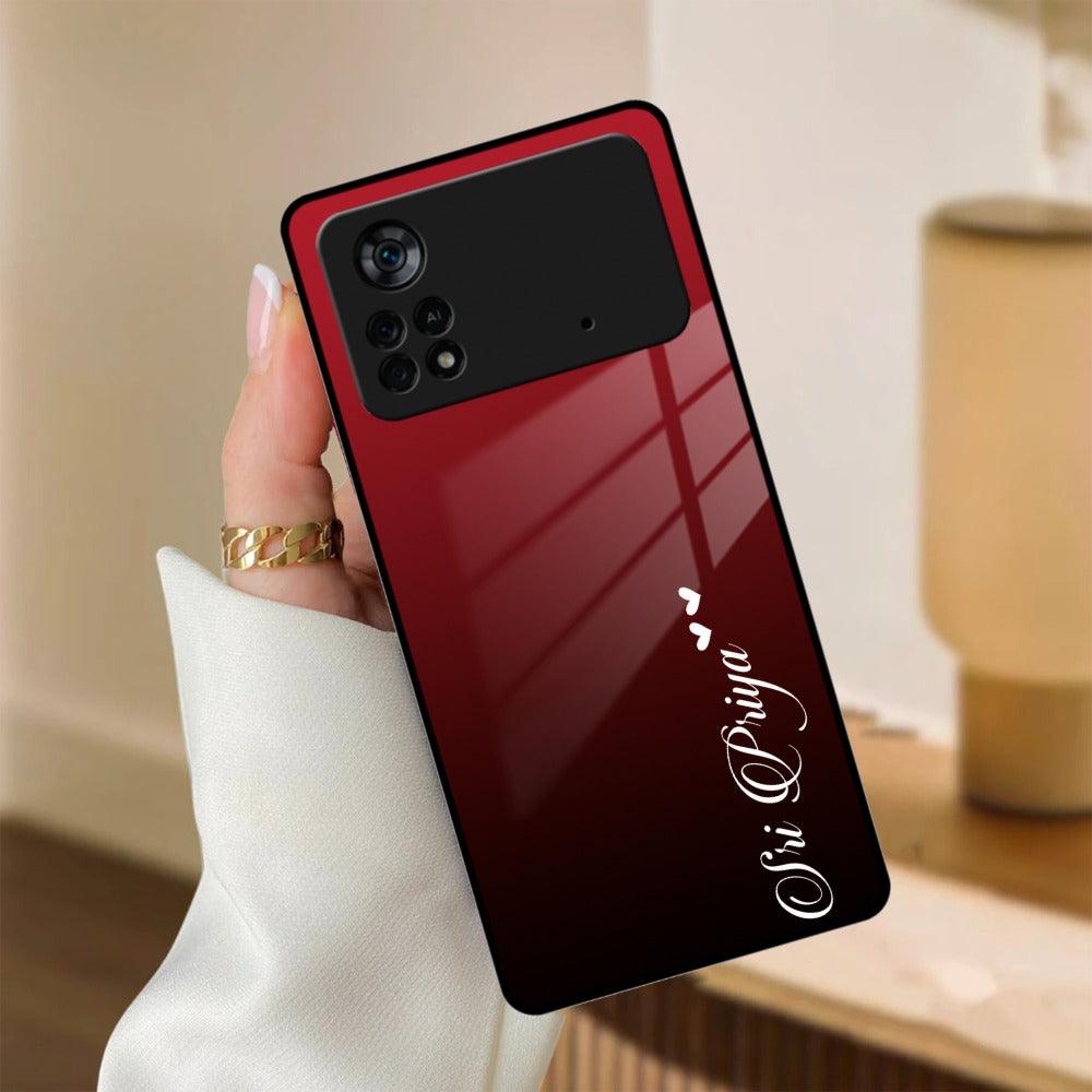 Customize Name Gradient Glass Case Cover Red Wine For Poco - ShopOnCliQ