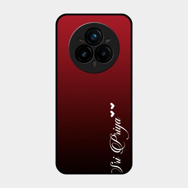 Customize Name Gradient Glass Case Cover Red Wine For Realme 14 Pro 5G