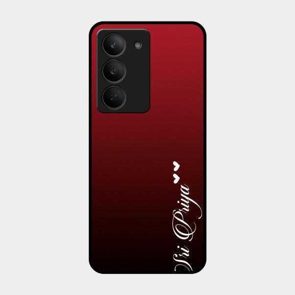 Customize Name Gradient Glass Case Cover Red Wine For Realme 14X 5G