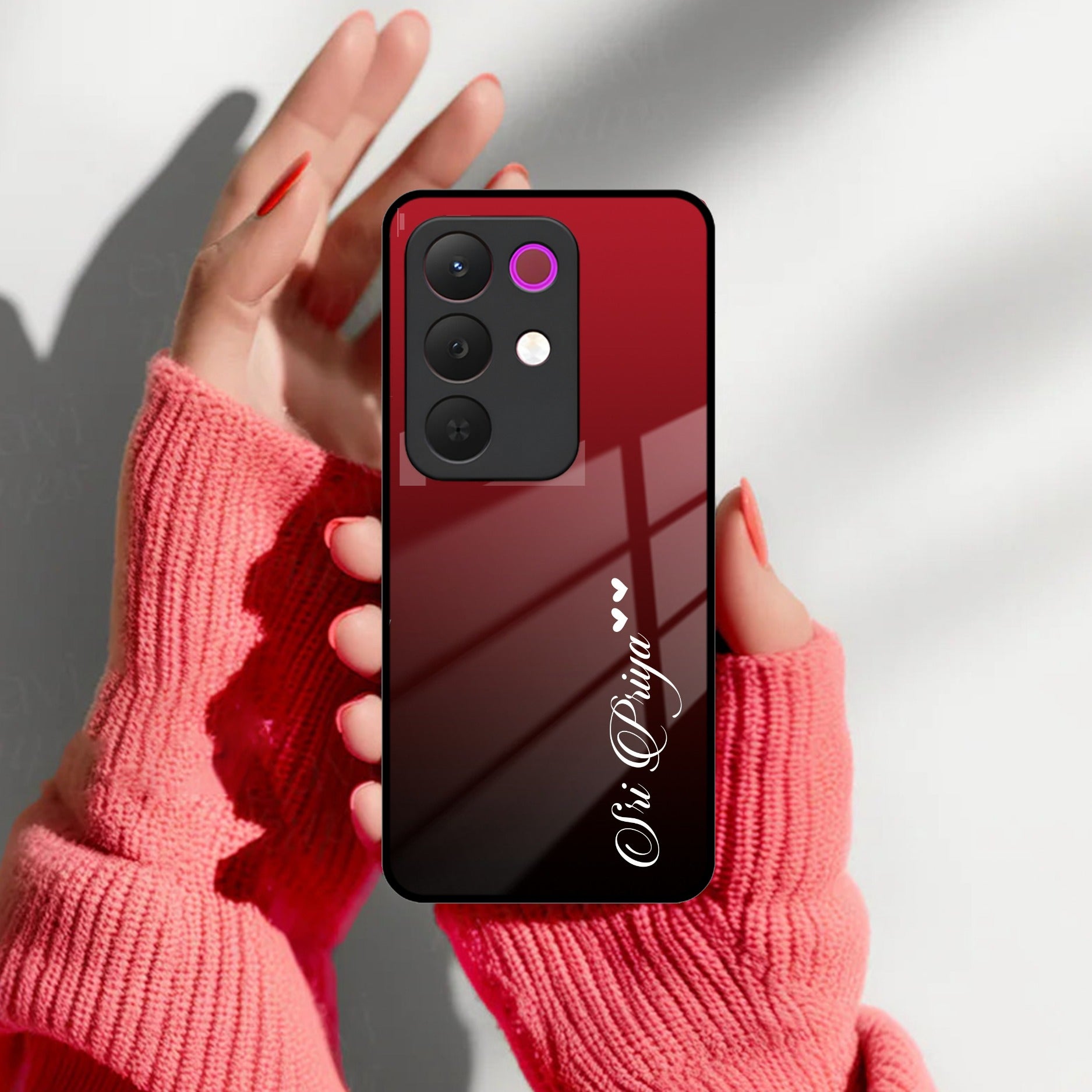 Customize Name Gradient Glass Case Cover Red Wine For Realme/Narzo