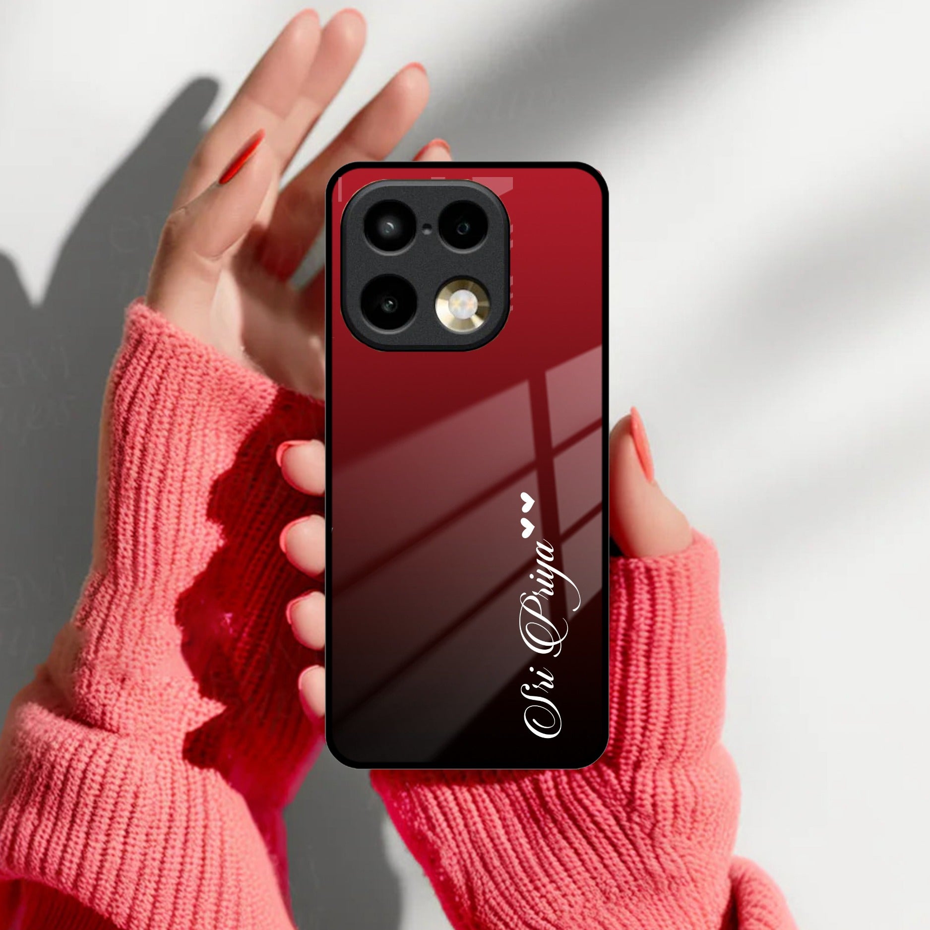 Customize Name Gradient Glass Case Cover Red Wine For Realme/Narzo