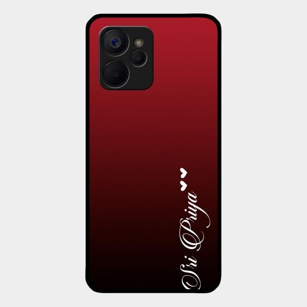 Customize Name Gradient Glass Case Cover Red Wine For Realme 9I 5G