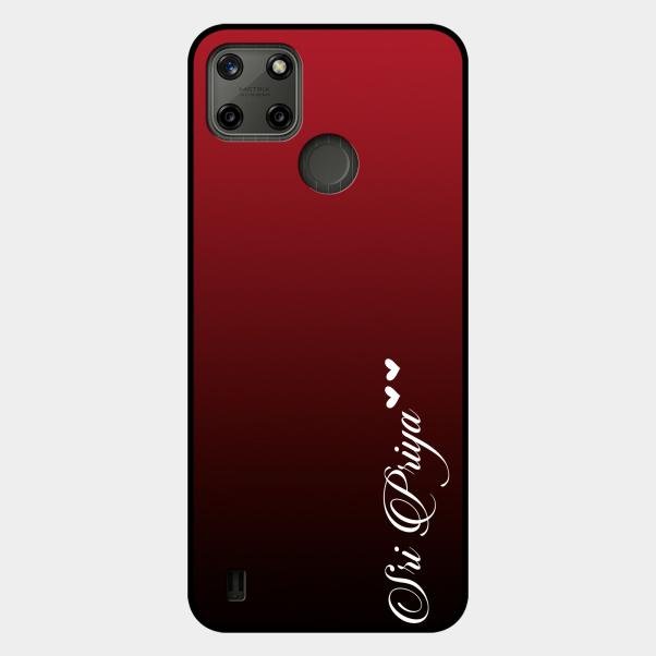Customize Name Gradient Glass Case Cover Red Wine For Realme C25Y