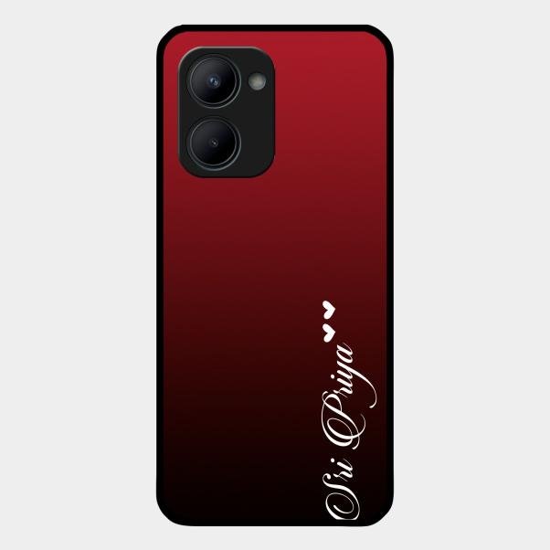 Customize Name Gradient Glass Case Cover Red Wine For Realme C33 2023