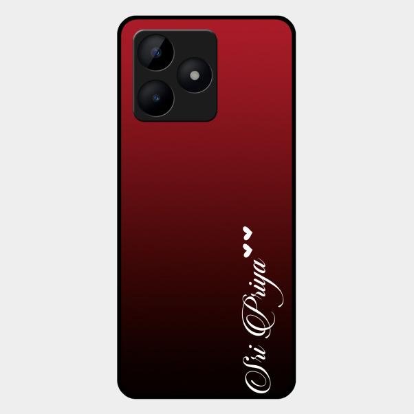Customize Name Gradient Glass Case Cover Red Wine For Realme C53