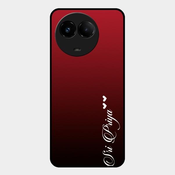 Customize Name Gradient Glass Case Cover Red Wine For Realme C67 5G