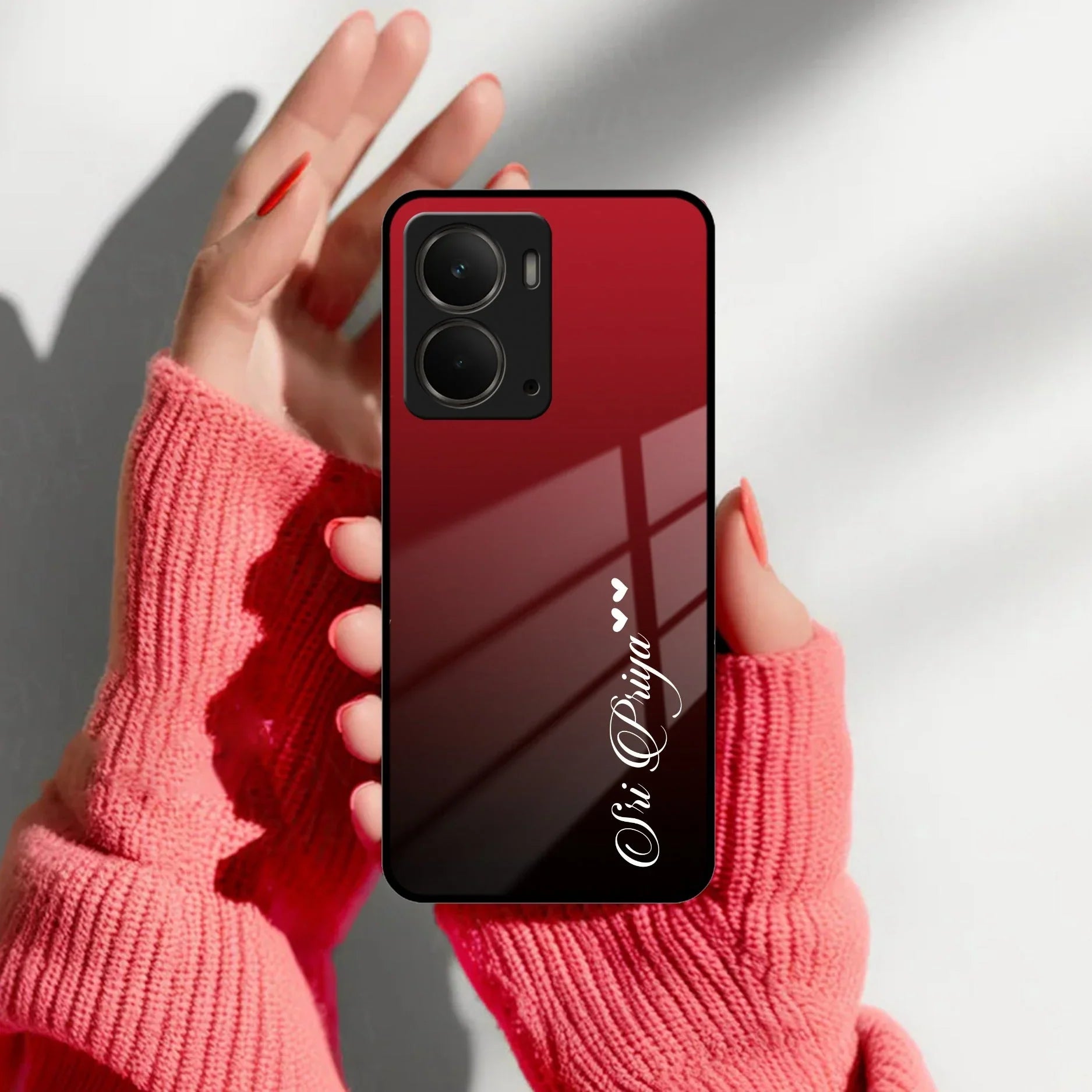 Customize Name Gradient Glass Case Cover Red Wine For Realme/Narzo - ShopOnCliQ