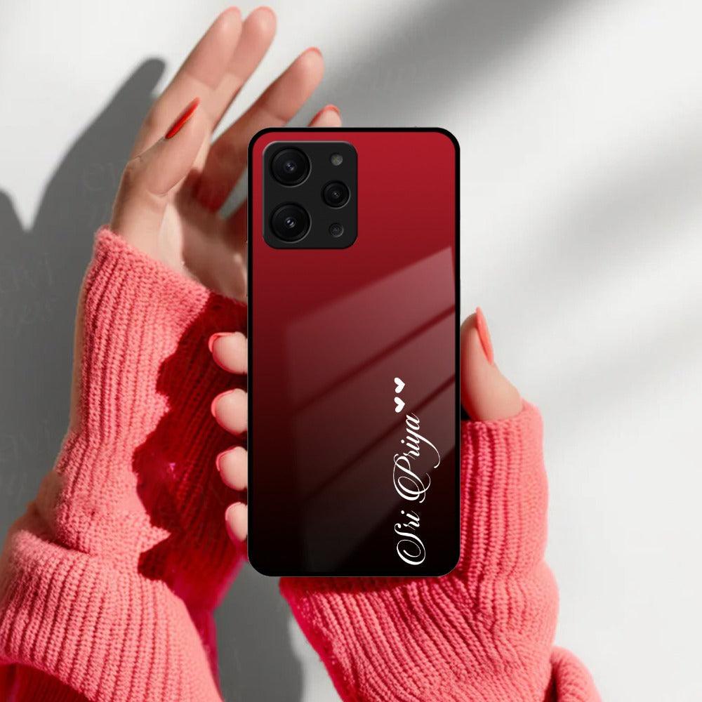 Customize Name Gradient Glass Case Cover Red Wine For Redmi/Xiaomi