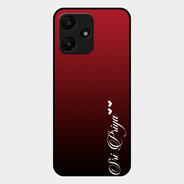 Customize Name Gradient Glass Case Cover Red Wine For Redmi 12 5G