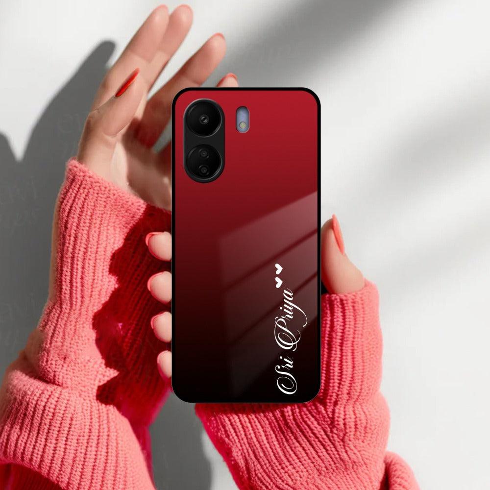 Customize Name Gradient Glass Case Cover Red Wine For Redmi/Xiaomi
