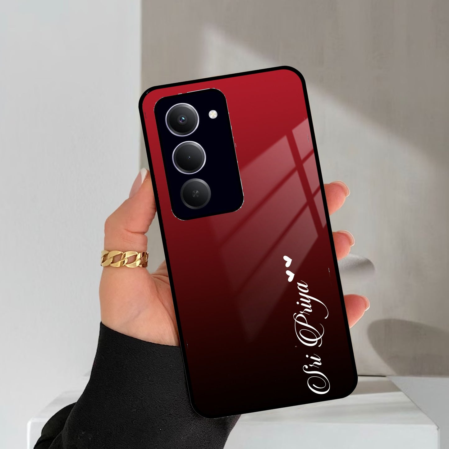 Customize Name Gradient Glass Case Cover Red Wine For Redmi/Xiaomi